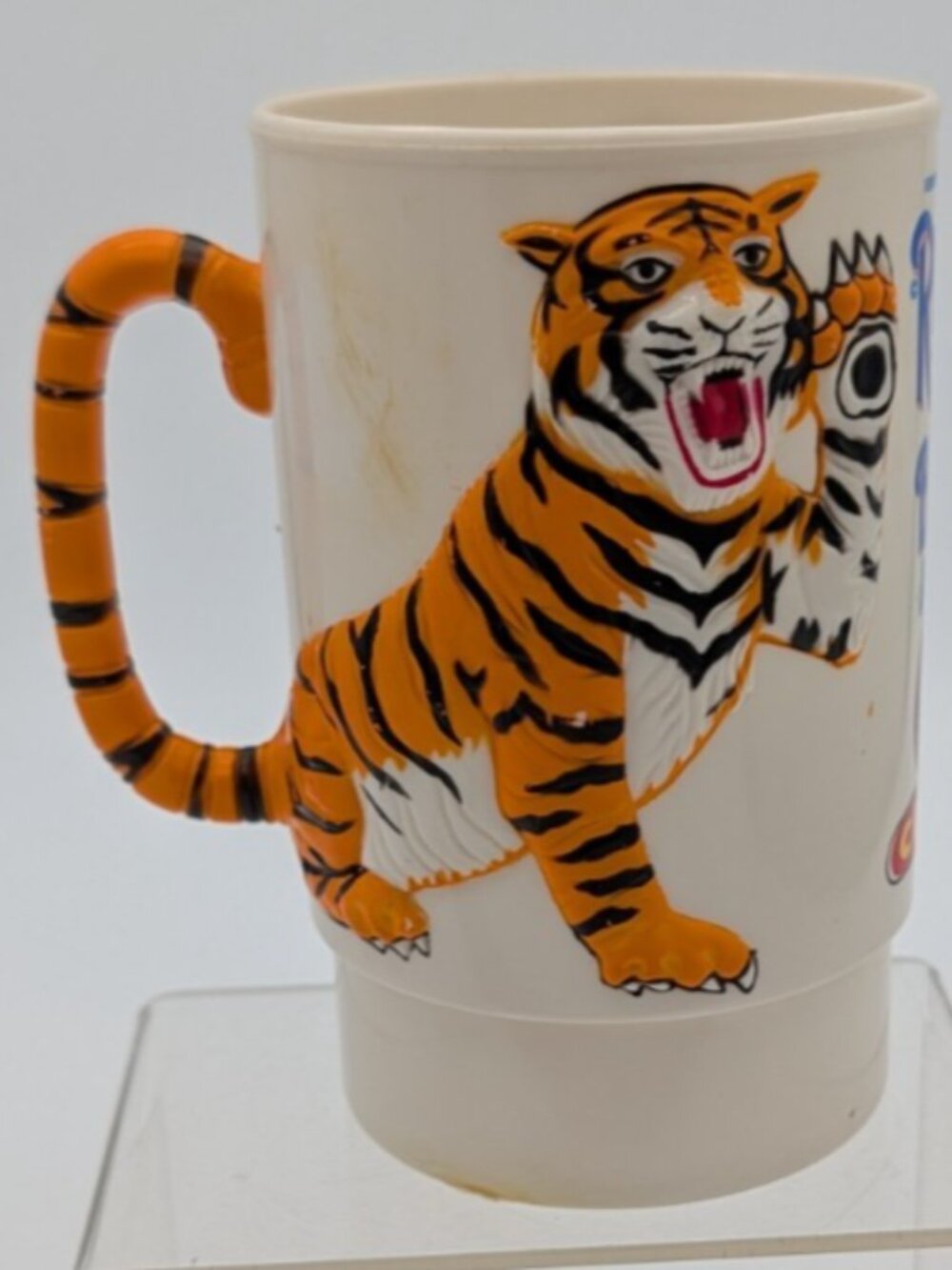 Vintage 1988 Ringling Bros & Barnum Bailey Circus Tiger Cup Plastic 3D Mug as is